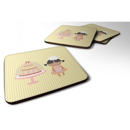 Cake Baker African American Yellow Foam Coasters - Set Of 4